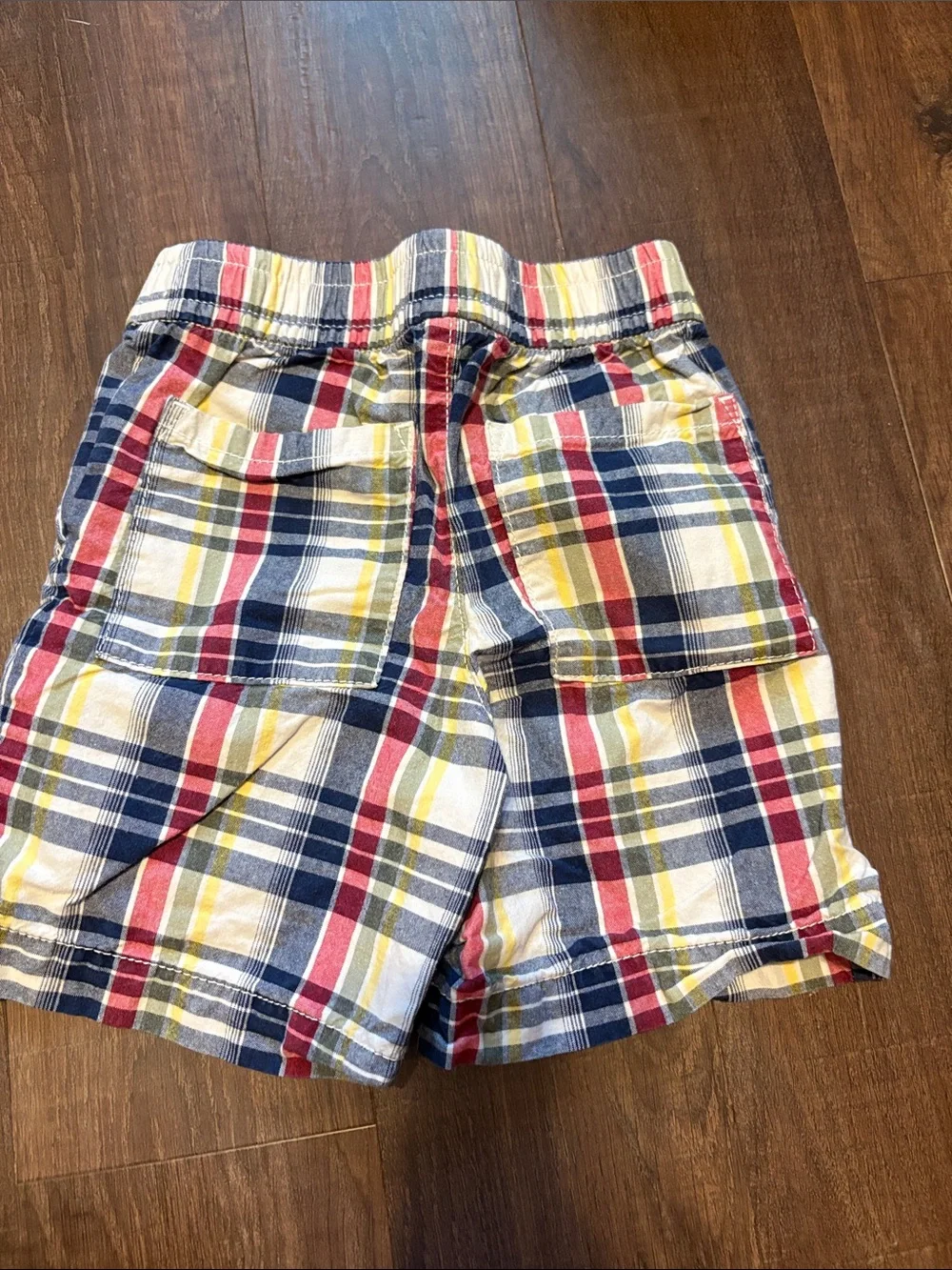 GAP Plaid Flat Front Shorts in Navy, Red, Yellow, White